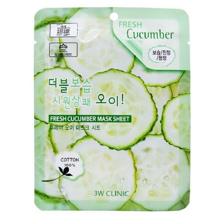 [Mã FMCGMALL giảm 8% đơn từ 250K] Mặt Nạ Dưỡng Da Chiết Xuất Dưa Leo 3W Clinic Fresh Cucumber Mask Sheet 23ml