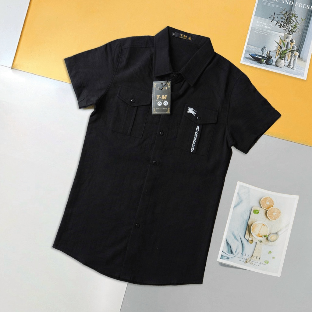 Áo Sơ mi Nam Ngắn Tay 2 Túi Ngực Có Nắp Cổ Cài Nút Chất Đũi Nhẹ Mát Form CHuẩn Mặc Đẹp Phù Hợp Mọi Nơi [NEW UNISEX]