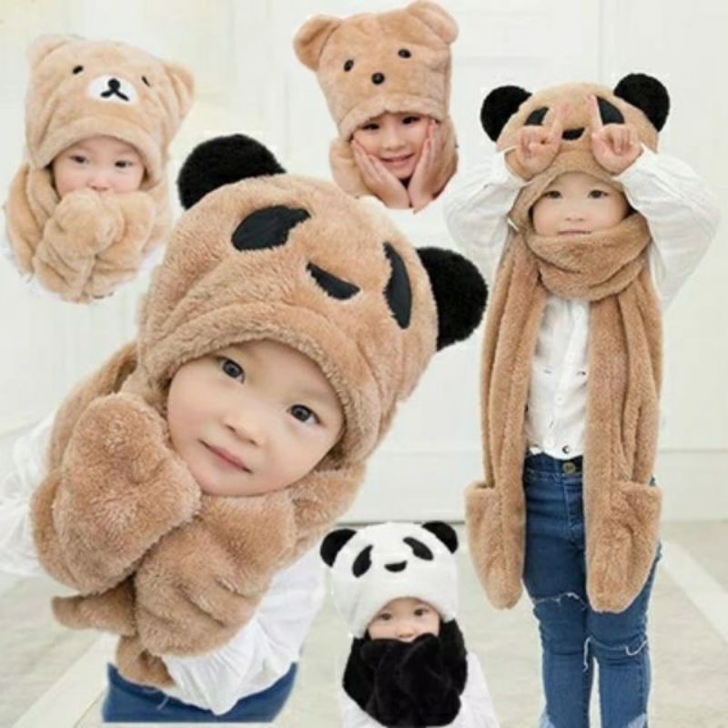 mũ khăn quấn cổ kem bao tay quá cưng