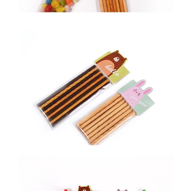 set 10 bộ túi kiếng kẹp giấy size 6 x 20 cm hình động vật