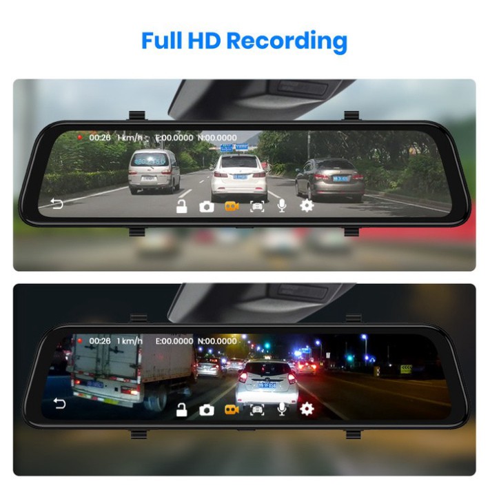 Sản Phẩm Camera hành trình gương ô tô cao cấp Phisung - Z68 màn hình 12 inch, 4G, Wifi, GPS ..