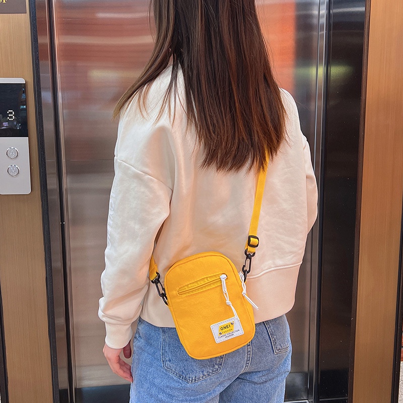 Túi Đựng Điện Thoại Đeo Chéo Vai Bằng Vải Bạt Đơn Giản Ngọt Ngào Thời Trang Mùa Hè Cho Nữ