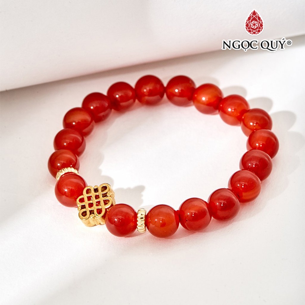 Vòng Tay Mã Não Đỏ Charm Kết Đồng Tâm - Ngọc Quý