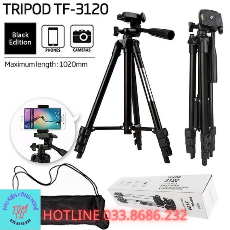 Gậy 3 chân chụp hình Tripod TF - 3110, 3120. Gậy Tripod chụp ảnh livetream, Chân đế điện thoại quay tiktok