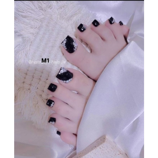 Bộ 24 móng chân giả đính đá nhiều mẫu Belly nail bộ 24 móng chân giả