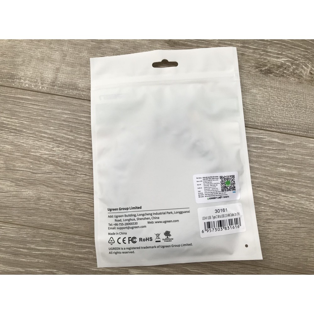 Cáp Type C To USB 2.0 Chính Hãng Ugreen 30161(Black, 2M) - Hàng chính hãng