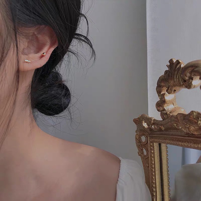 Bộ 5 bông tai mạ bạc 925 đính đá Zircon Mini
