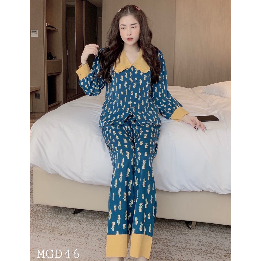 Bộ Pijama Lụa Nữ - Đồ Bộ Mặc Nhà Nữ Ngắn Dễ Thương, Quần Áo Ngủ Cao Cấp Mềm Nhẹ Không Nhăn Pijama Quảng Châu