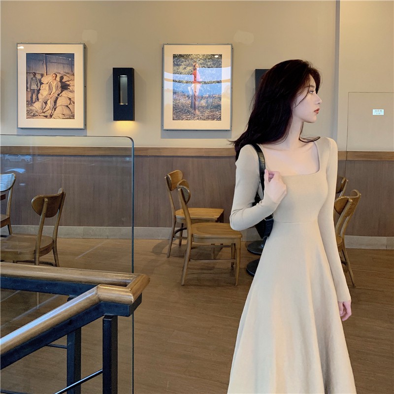 Váy ulzzang len dệt kim korea oversize 2 màu