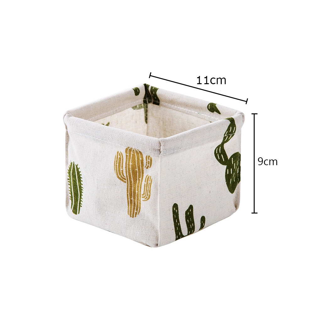 Hộp Đựng Đồ Dùng Bằng Cotton Lanh Mini In Họa Tiết Hoạt Hình Dễ Thương Tiện Dụng Cho Văn Phòng