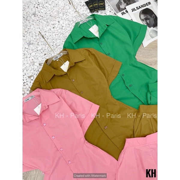 Set sơmi khuy eo về 3 màu