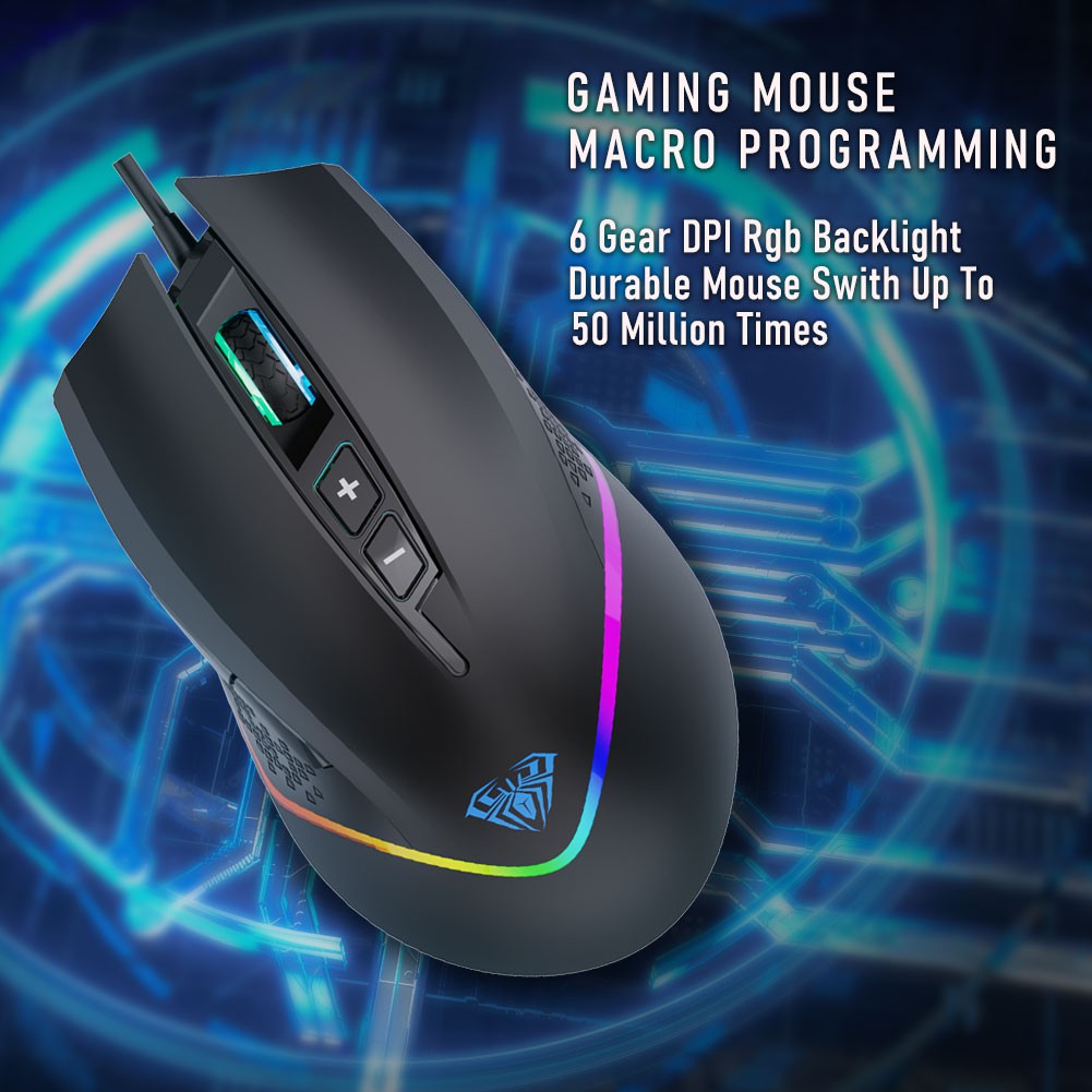 Chuột chơi game AULA F805 có đèn nền RGB 6 mức DPI 7 nút bấm thoải mái cho PC/ laptop