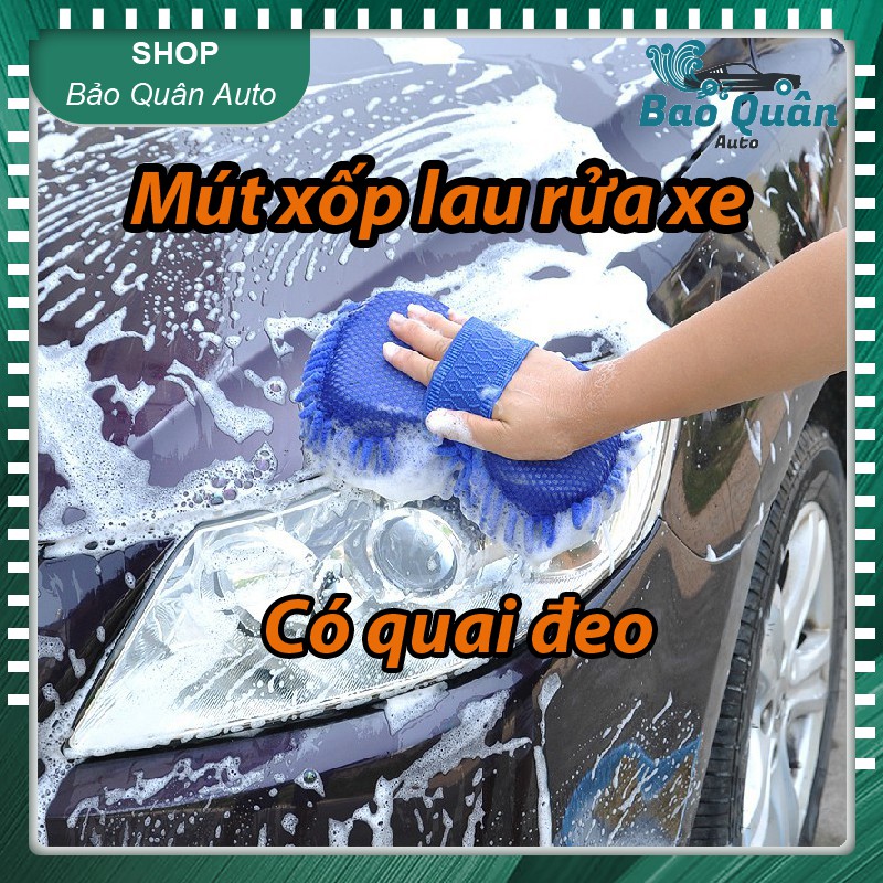 Mút xốp bọt biển lau rửa xe hơi ô tô loại DẦY có quai đeo siêu thấm hút