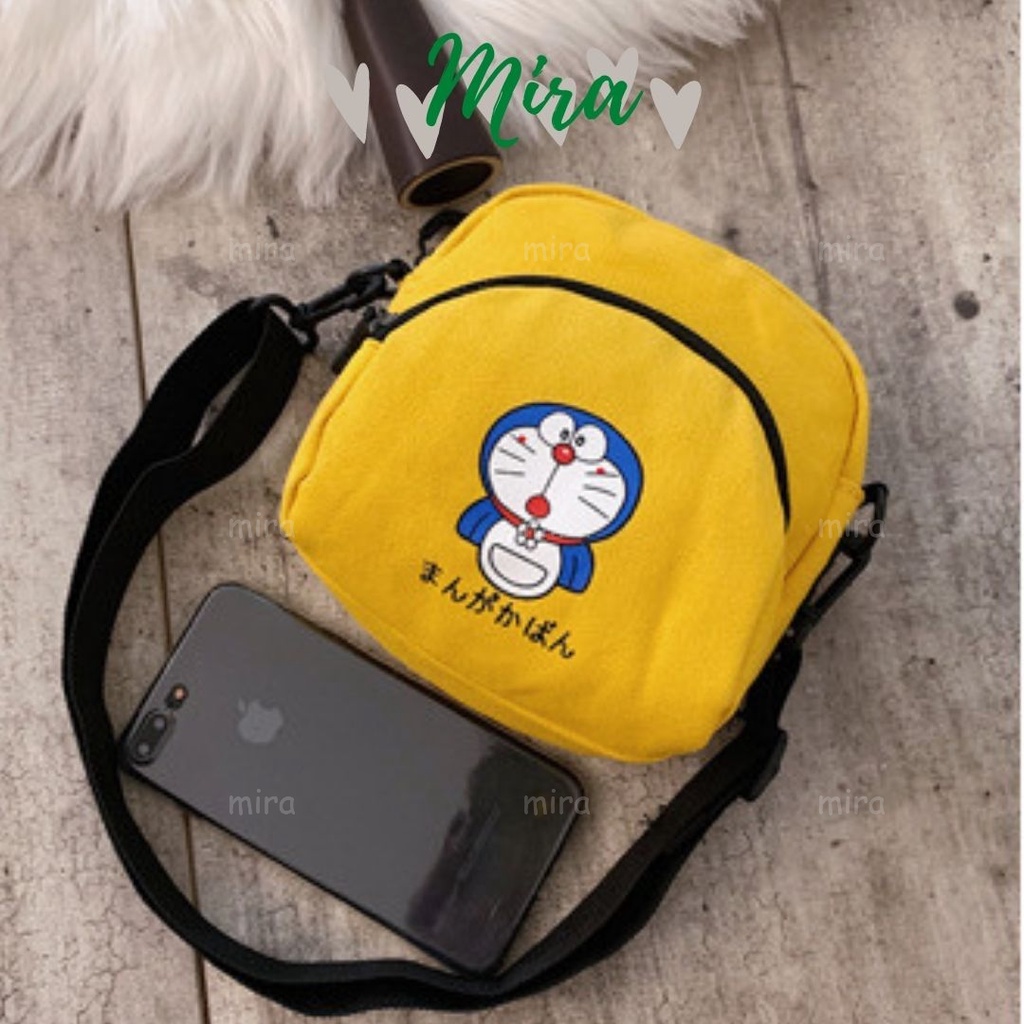 Túi Xách Nữ Đeo Chéo Tote Canvas Đựng ĐiệnThoại Đi Chơi Thêu Hình Doremon Ulzzang Hàn Quốc MIRA-TV58004