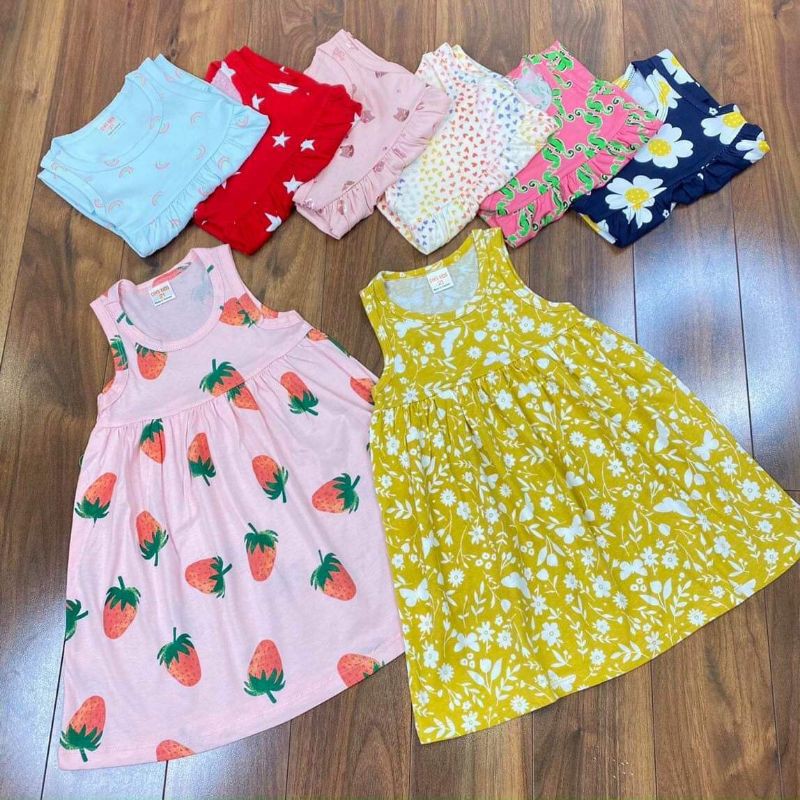 [Made in Vietnam] Váy sát nách bé gái 2-7t chất cotton xuất dư siêu đẹp