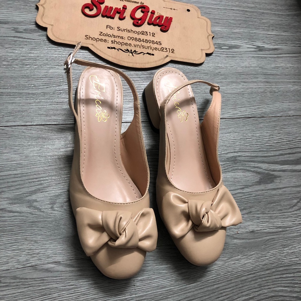[Rẻ vô địch] (Mã H159) Giày sandal nữ nơ ấu da lỳ mềm gót cao 3p êm chân cao cấp sang chảnh
