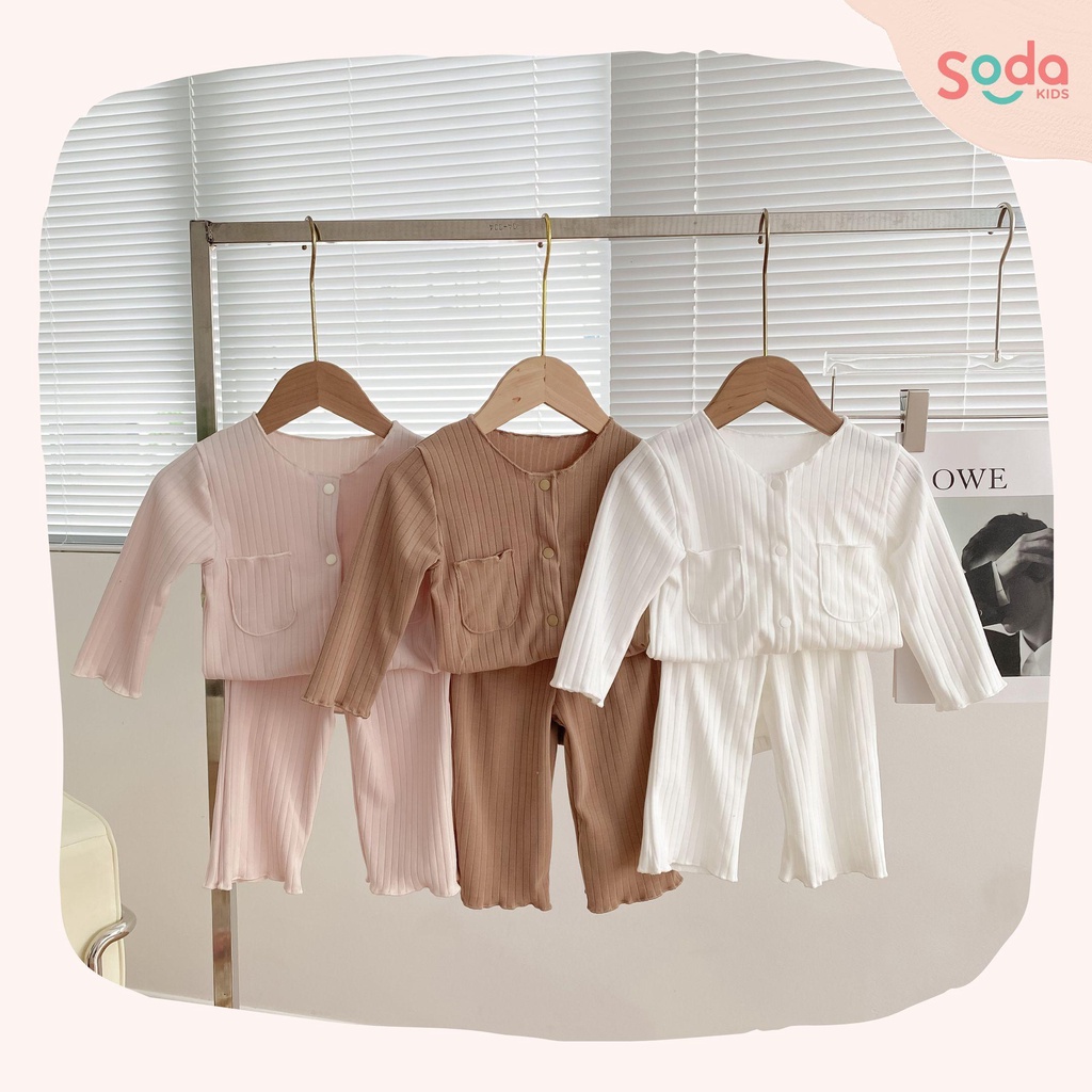 Bộ quần áo bé gái Milky SODA KIDS chất liệu thun gân co giãn, thiết kế cổ tròn, túi ngực phong cách Hàn Quốc