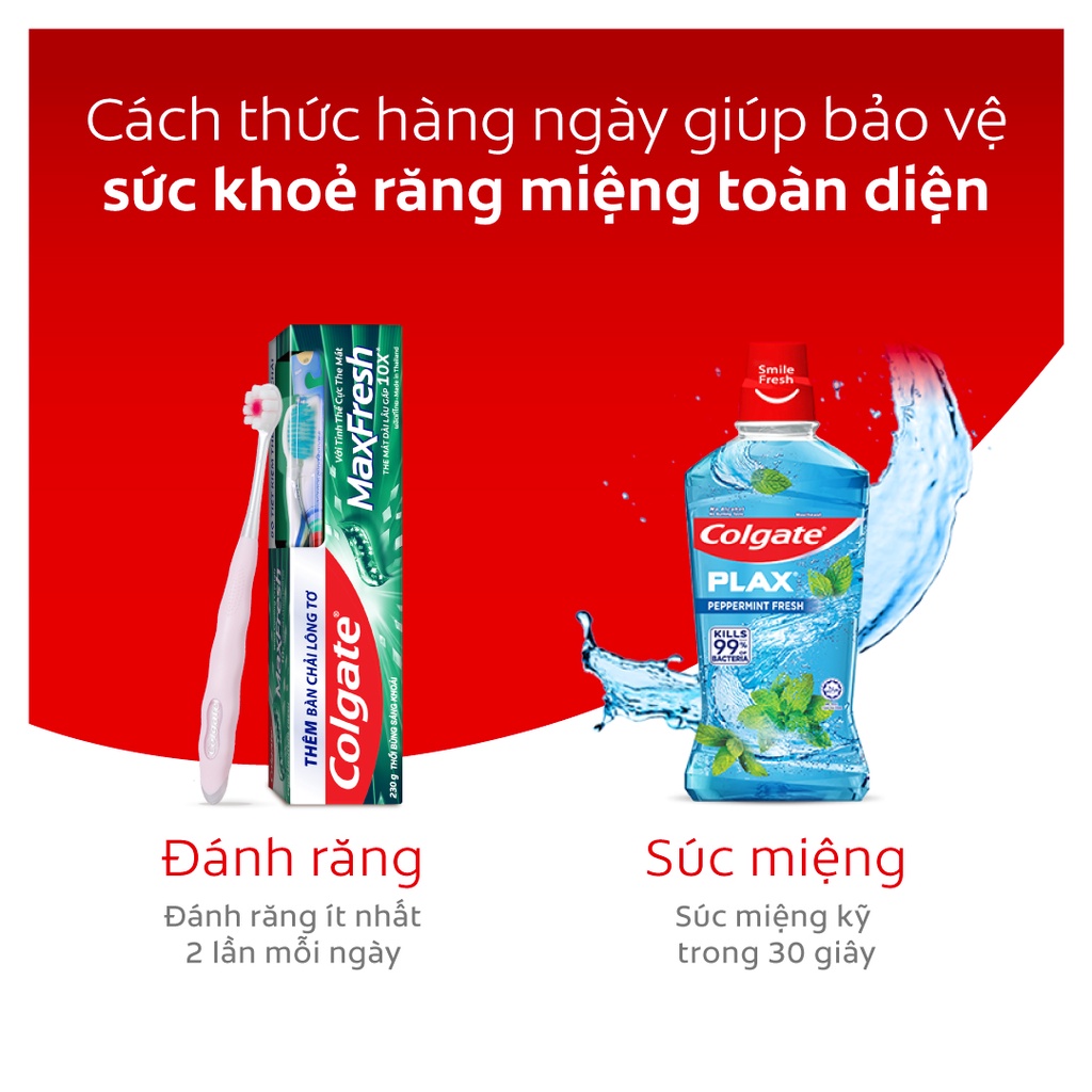 Bộ 4 Kem đánh răng Colgate Maxfresh sảng khoái 225g tặng bàn chải Colgate Triple Action