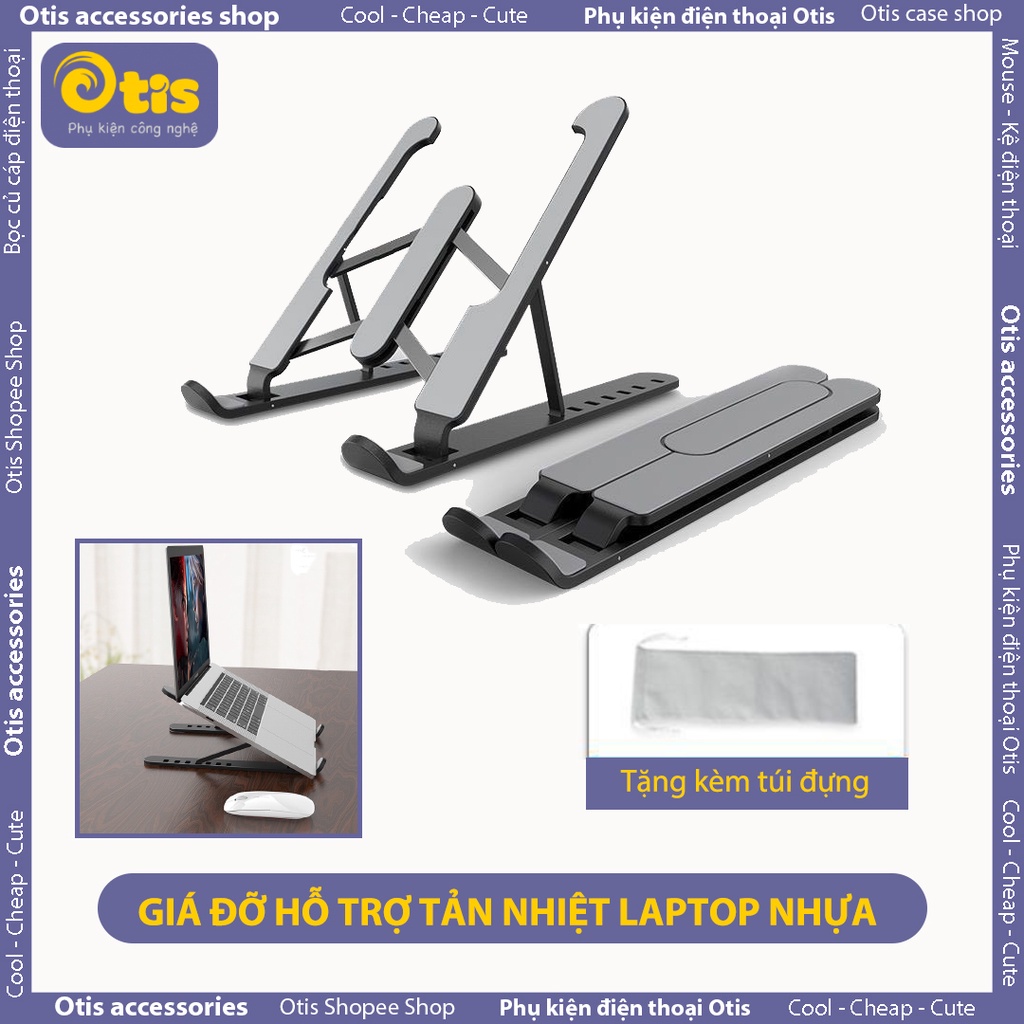 Giá Đỡ Laptop/MacBook/Ipad Bằng Nhựa Hỗ Trợ Tản Nhiệt Gấp Gọn, Điều Chỉnh Nhiều Mức Độ Cao Giá Rẻ - Otis Shop