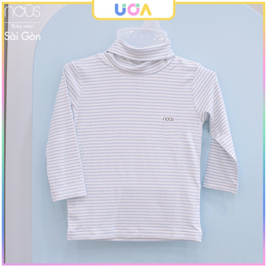 Áo Nous cổ lọ 5cm kẻ xanh nhỏ