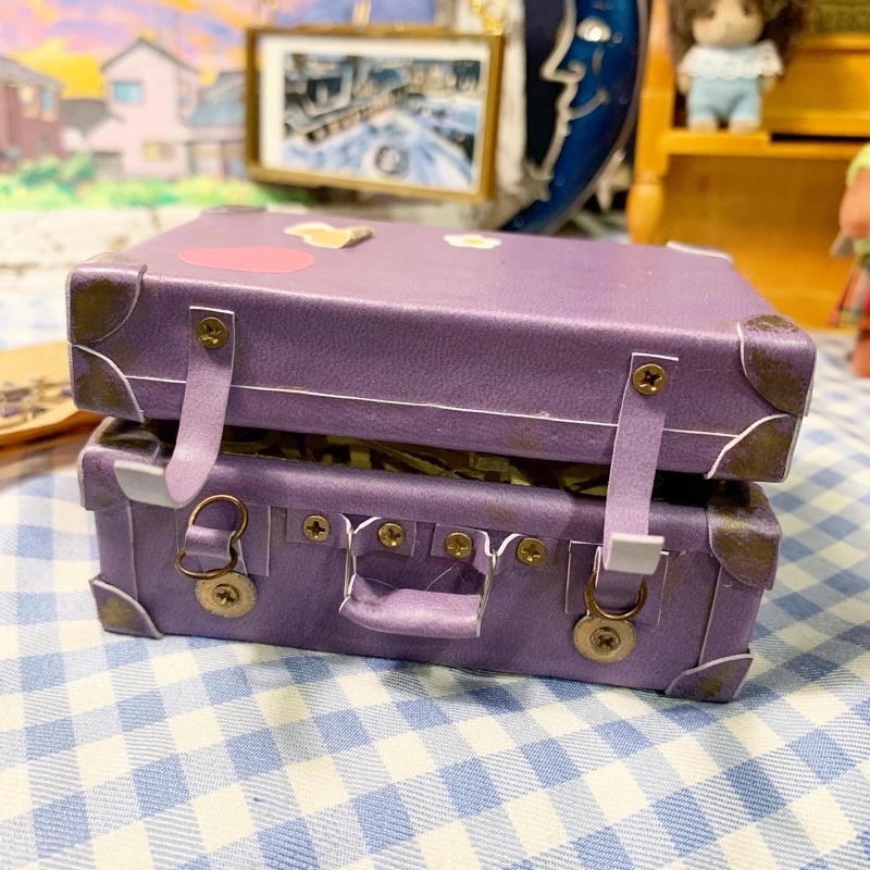 Vali da mini tím handmade đồ chơi decor dễ thương