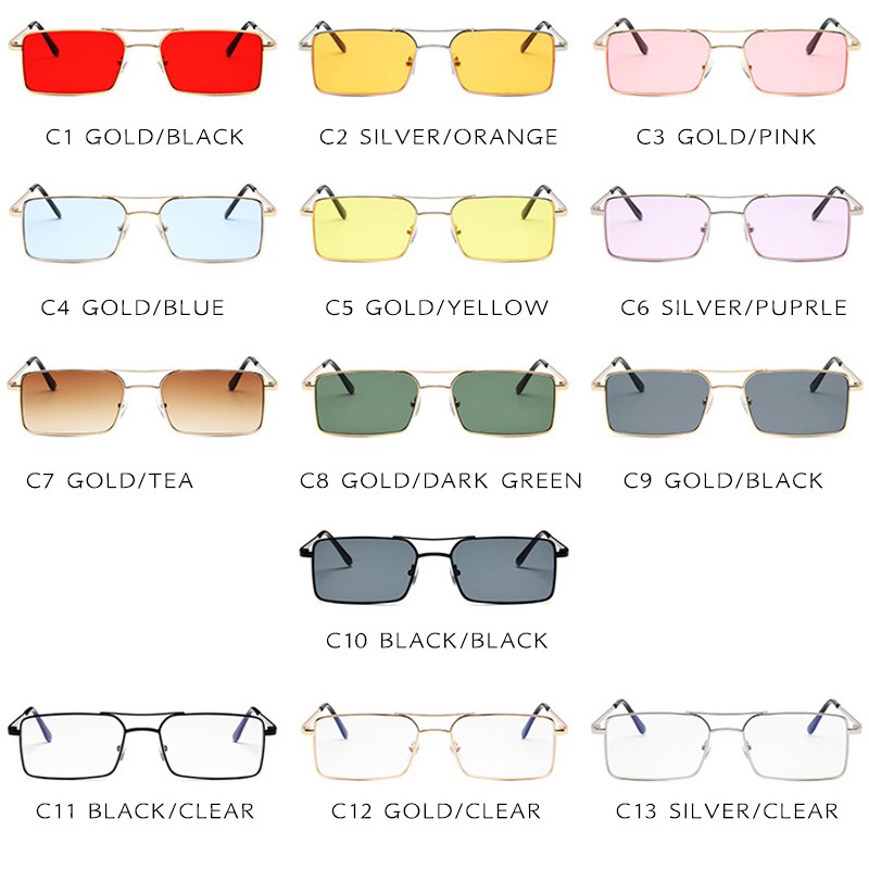 Kính mát UV400 gọng vuông bằng kim loại thời trang thịnh hành cho nam và nữ