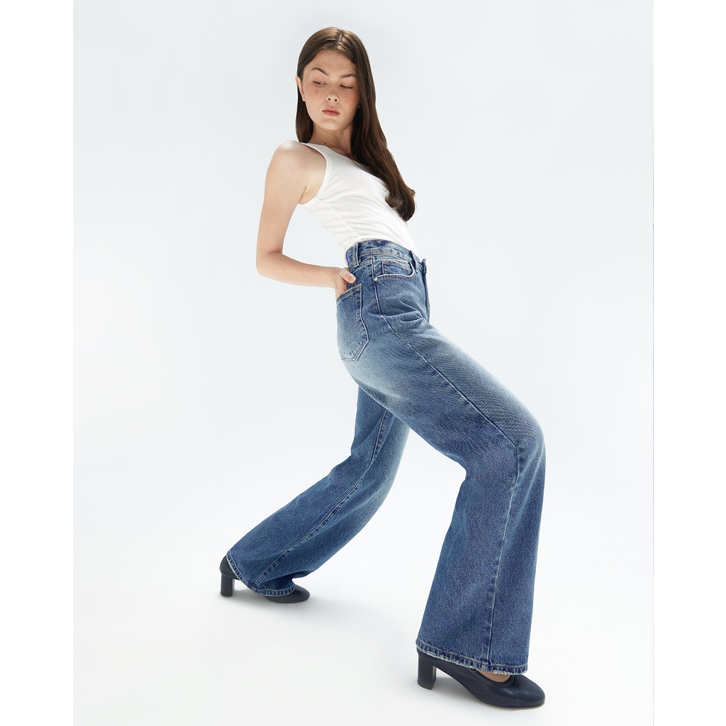 TheBlueTshirt - Quần Jeans Nữ Màu Xanh - Straight A Jeans - 2022 Wash