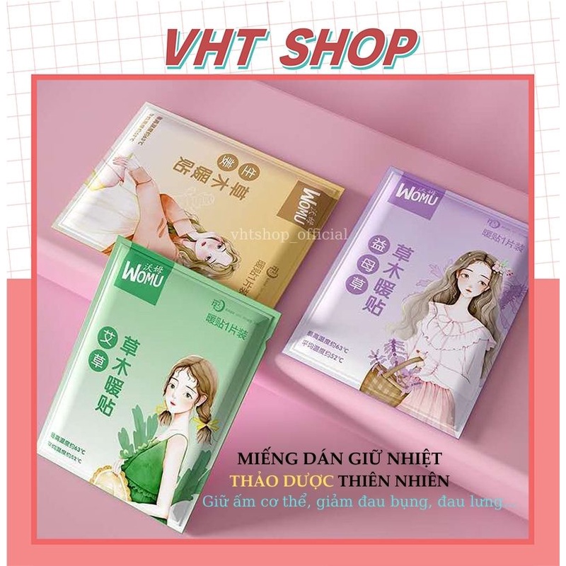 Miếng dán giữ nhiệt giữ ấm cơ thể WOMU thảo dược thiên nhiên - VHT SHOP