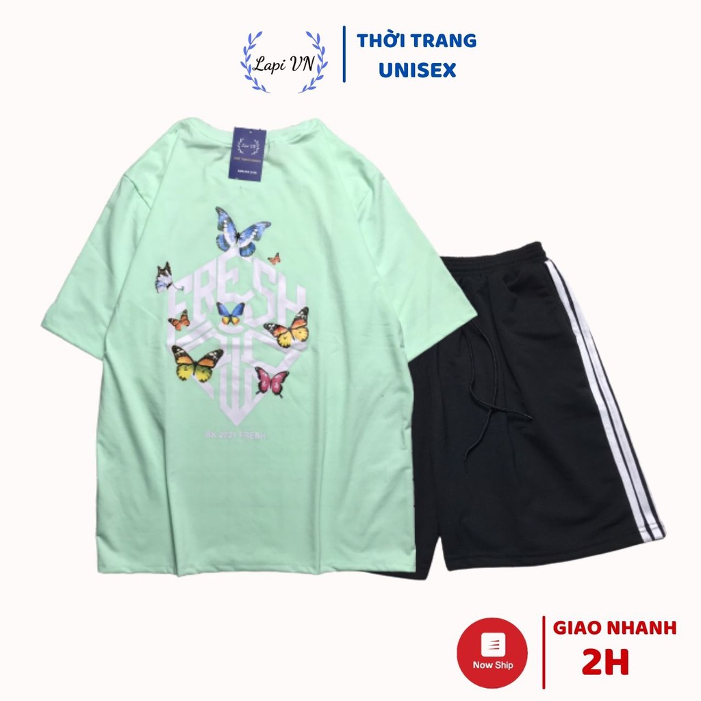 Đồ Bộ Nam Nữ Hoạt Hình Uniex SSWE Bướm Xanh Lapi VN, Đồ Bộ Cartoon, Freesize, Thun Cotton, Nam Nữ Đều Mặc Được