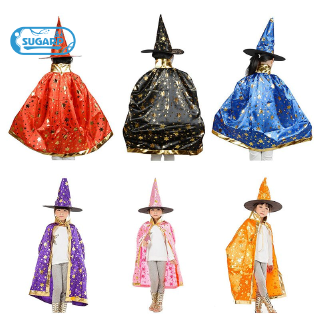 Áo Choàng Phù Thủy Kèm Nón Cho Bé Hóa Trang Halloween