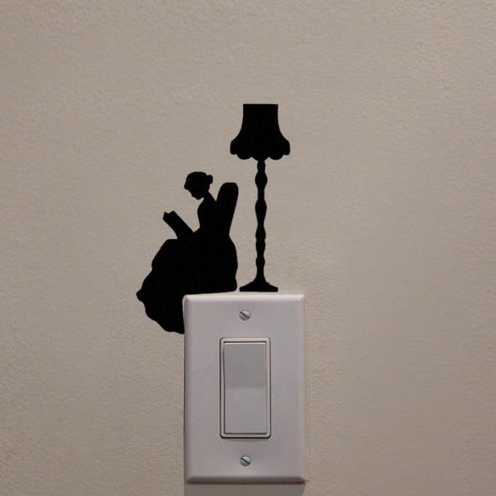 Nhãn dán trang trí tường hình cô gái đang đọc sách độc đáo