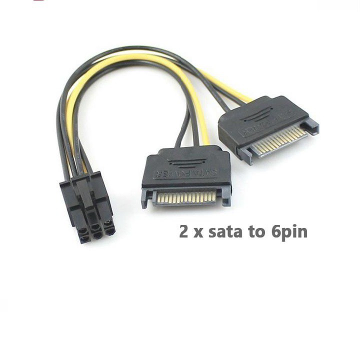 Cáp nguồn 2 SATA sang 6pin cho card đồ họa VGA