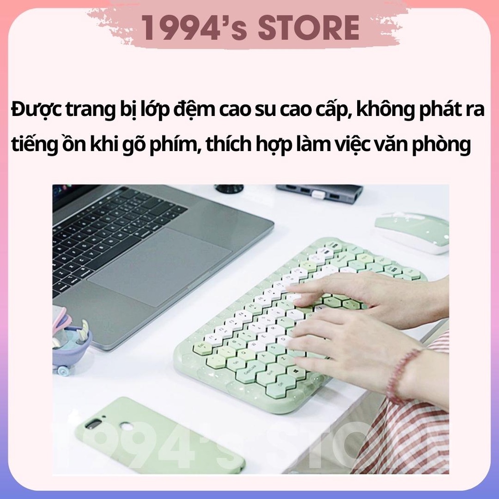 Bộ bàn phím giả cơ và chuột không dây MoFii Honey - Gõ cực êm không ồn - Tương thích máy tính bàn PC, Laptop, Tivi,....