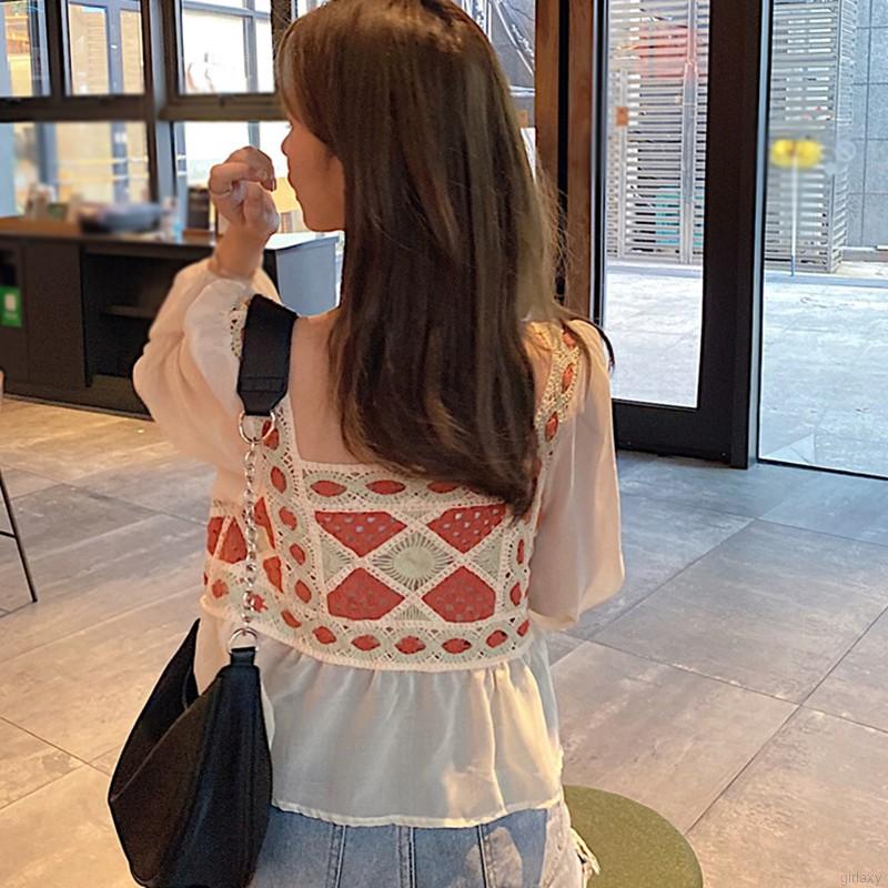  Áo kiểu vải voan tay phồng dài phong cách Hàn Quốc xinh xắn cho nữ
