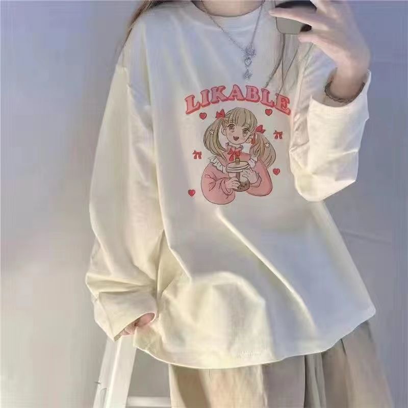 Jiashucheng Áo Thun Nữ Dài Tay Phong Cách Hàn Quốc Mới