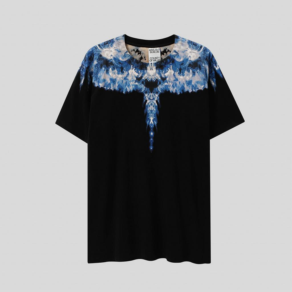 Marcelo BURLON Áo Thun Tay Ngắn Chất Liệu cotton In Họa Tiết Thời Trang Mùa Hè Cho Nam Và Nữ