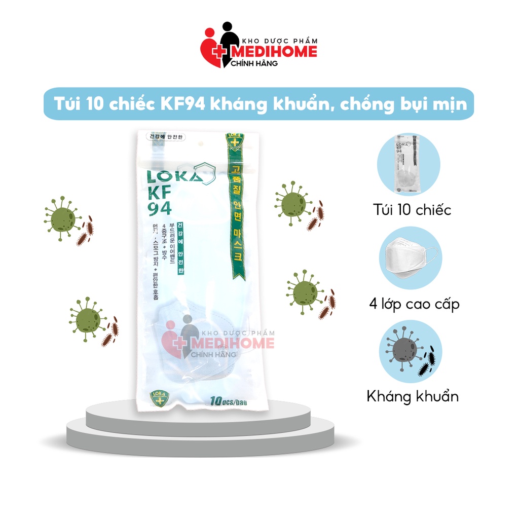Khẩu trang KF94 LK 4D MASK - chống bụi bẩn, không khí ô nhiễm - sản xuất theo công nghệ HÀN QUỐC - TÚI 10 CHIẾC