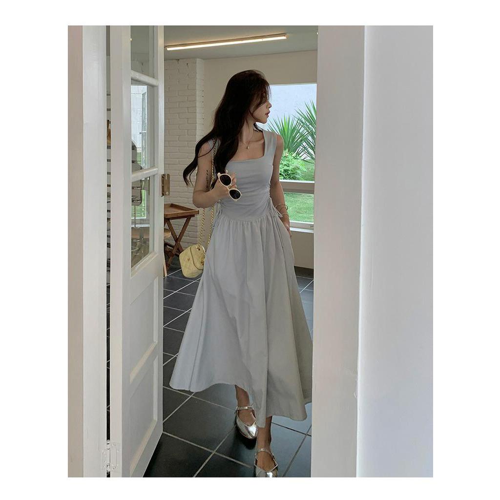 Đầm Dệt Kim Dáng Dài Cổ Vuông Thời Trang Mùa Hè 62073