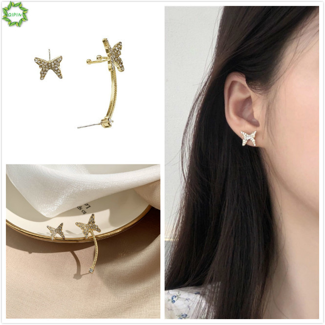 Hoa tai hình bướm đính đá sang trọng đơn giản