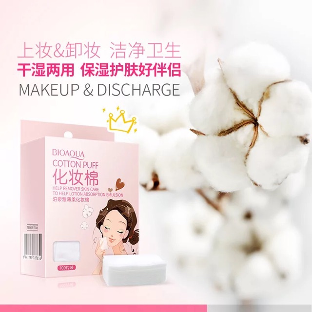 1 hộp 100 miếng bông tẩy trang Bioaqua Hàng Nội Địa Trung | BigBuy360 - bigbuy360.vn