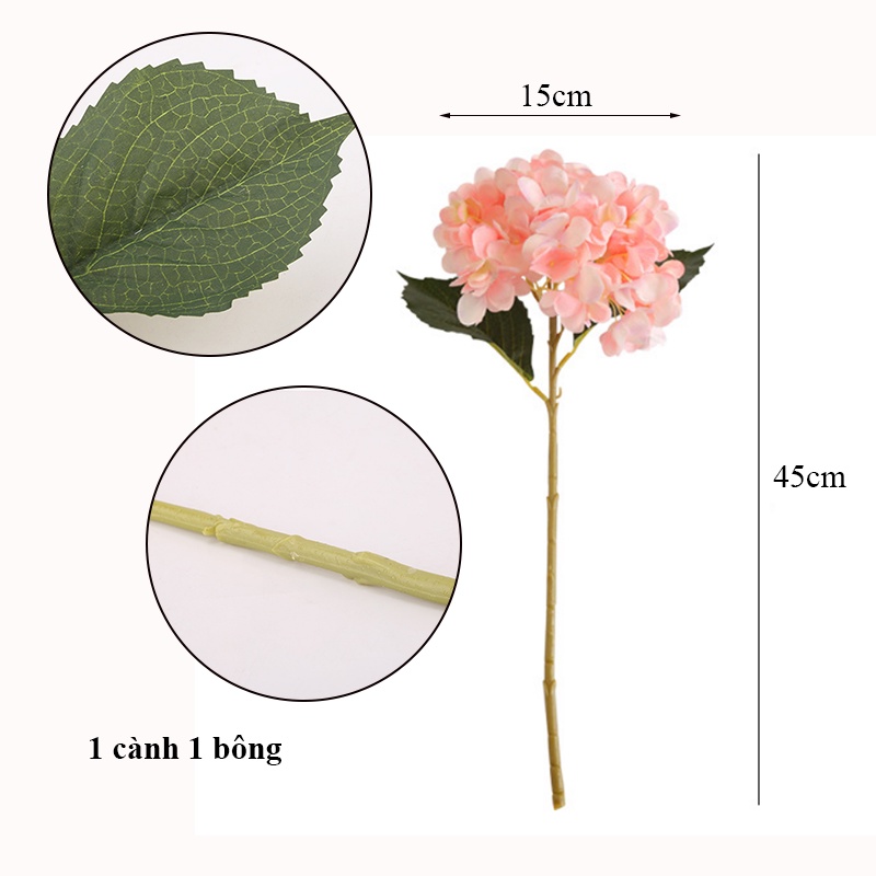Hoa giả- hoa cẩm tú cầu cao cấp 45cm decor, trang trí nhà cửa, studo chụp ảnh