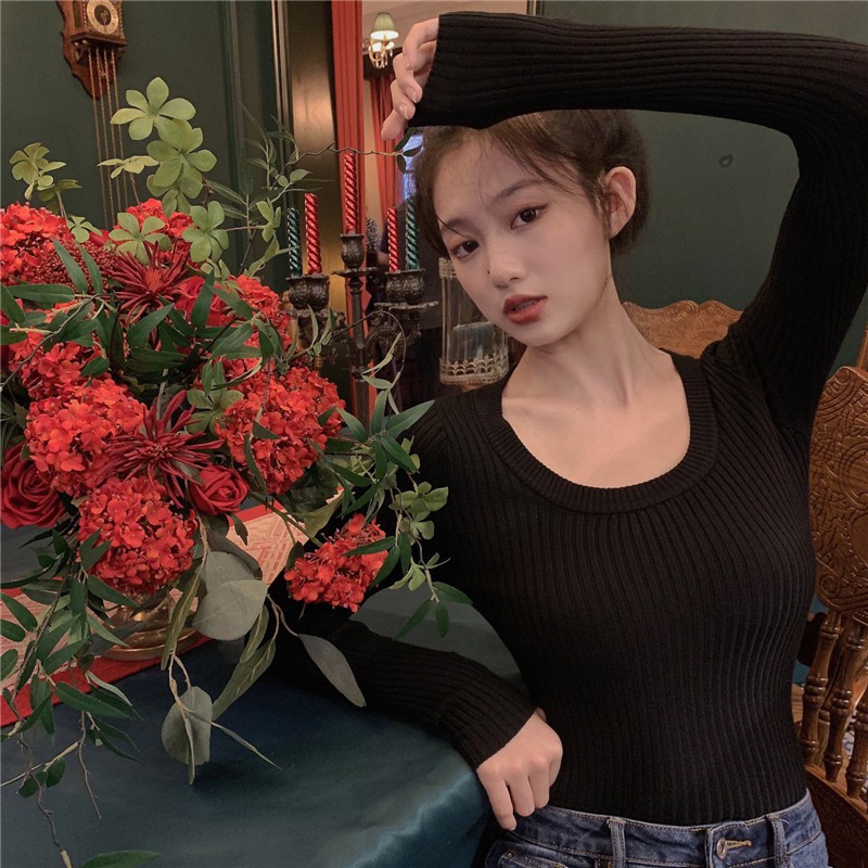 Áo Dệt Kim Màu Sắc Đơn Giản Phong Cách Retro Cho Nữ