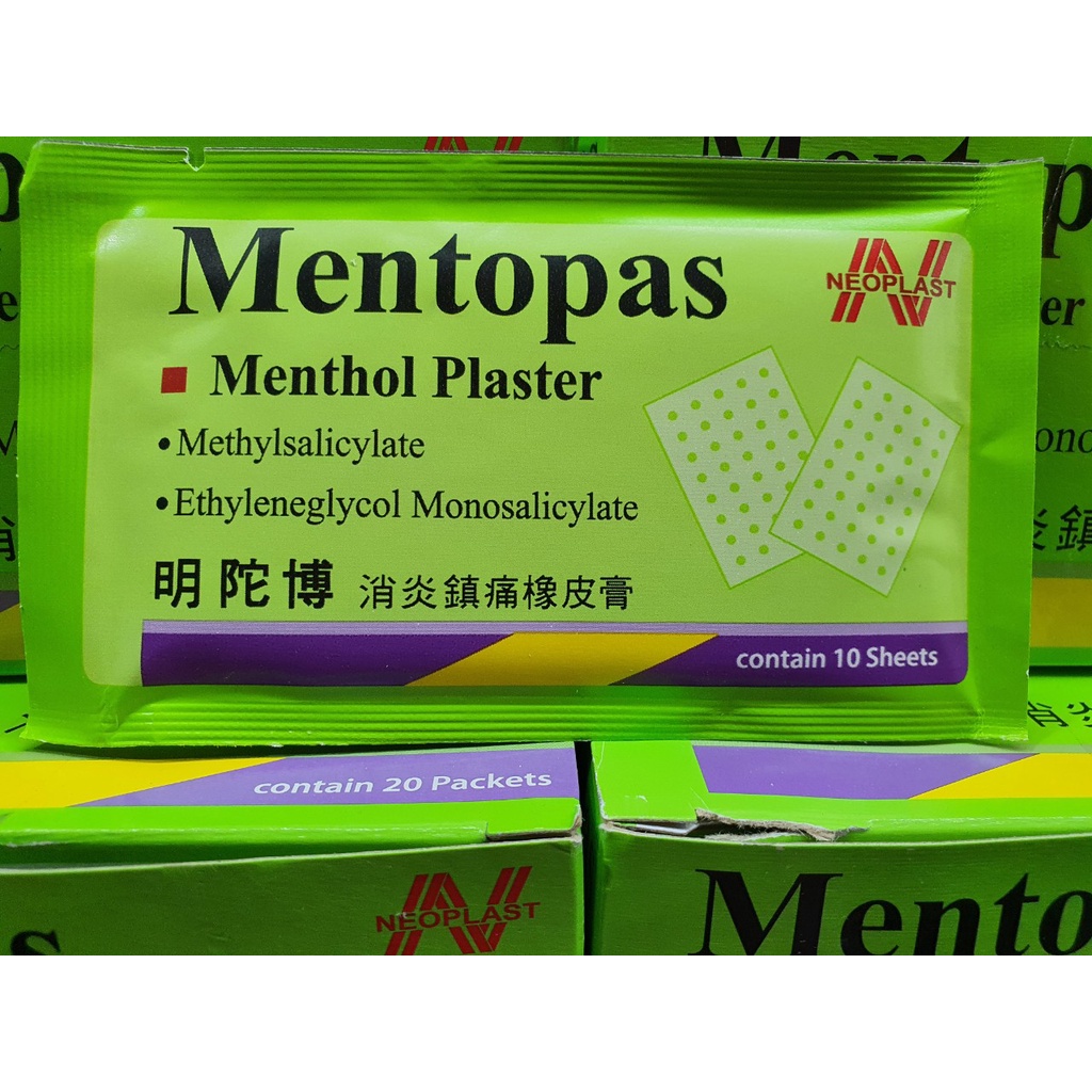 BÁN LẺ 1 gói 10 miếng Gói Cao Dán MENTOPAS Neoplast Giảm Đau Nhức Thái Lan