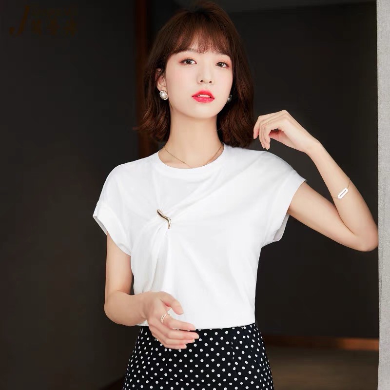 áo cách điệu tay cộc khoá cài lệch sang chảnh