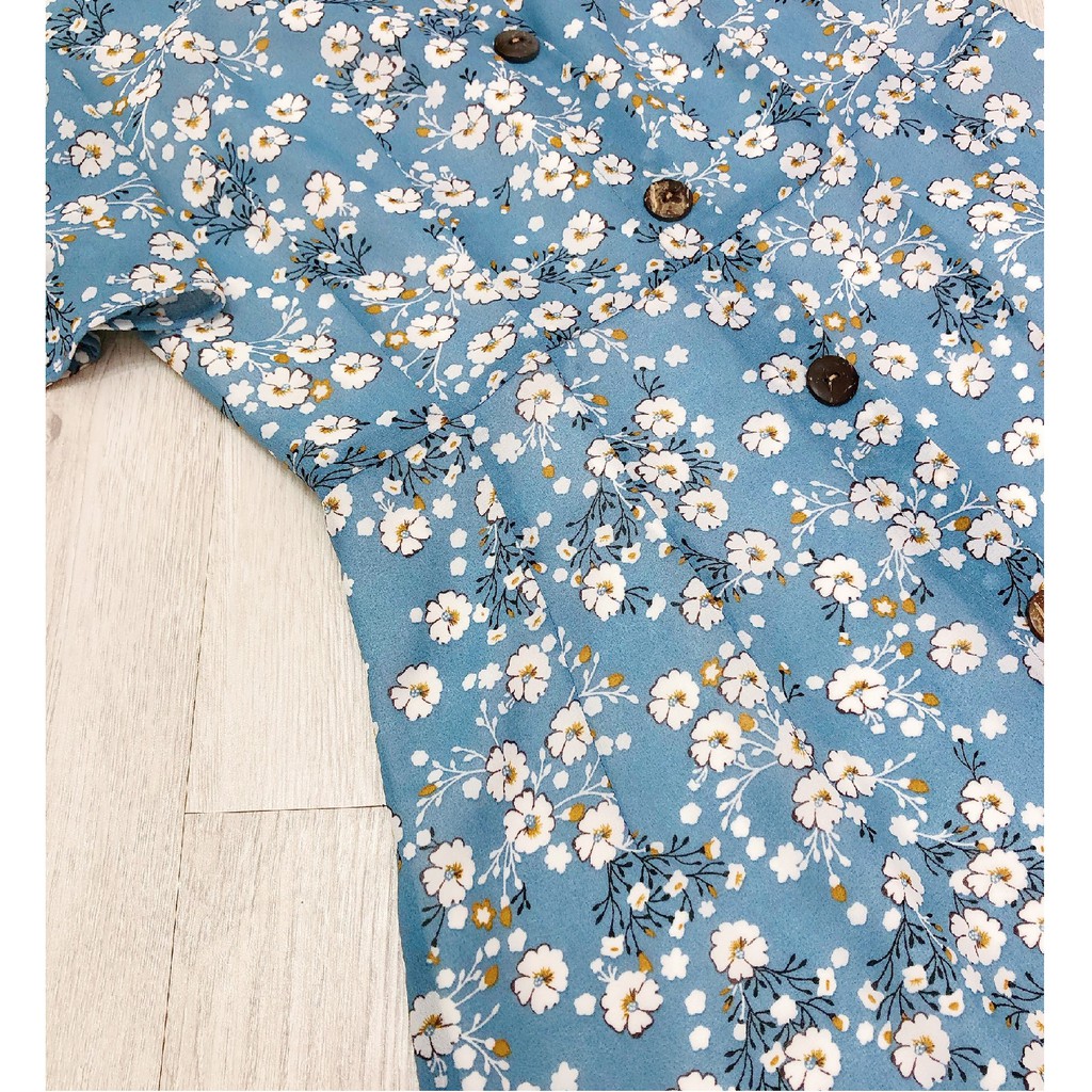Váy hoa xanh cúc V032 - MC phân phối chính thức ( kèm ảnh thật shop tự chụp)