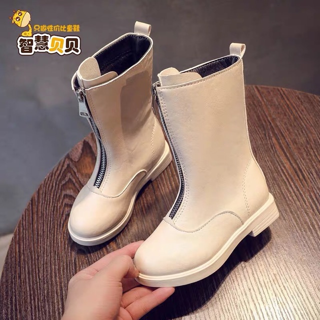 Ảnh thật- boot da cao cổ kéo khoá cho bé