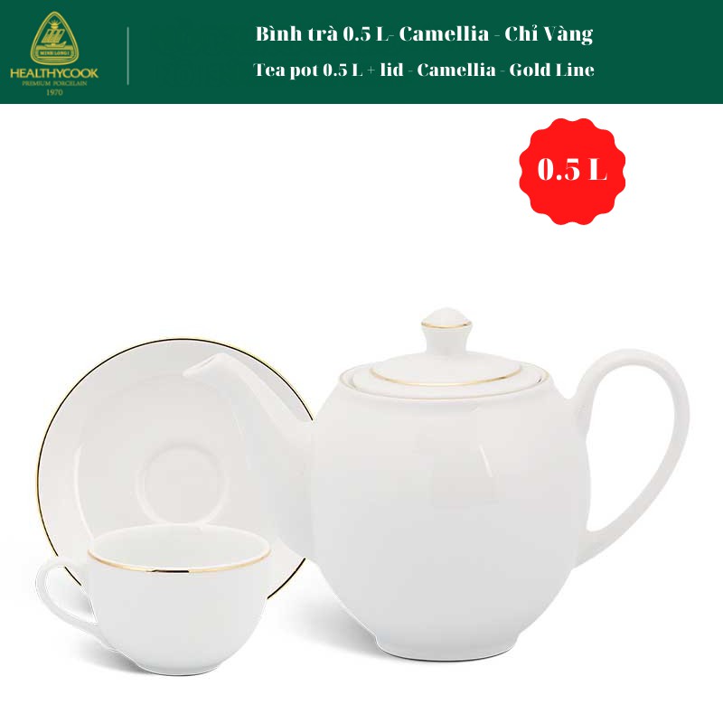Bình trà 0.5 L- Camellia - Chỉ Vàng