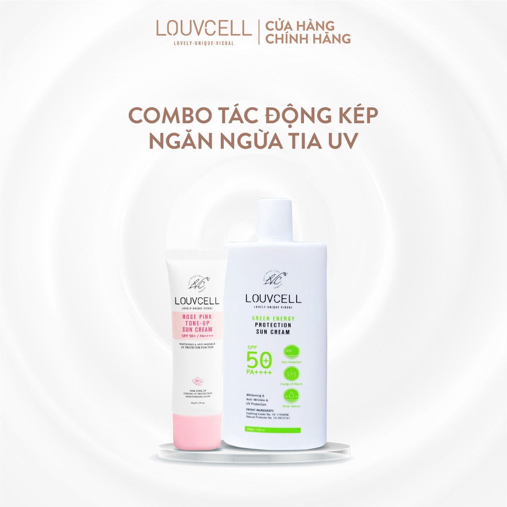 Combo tác động kép ngăn ngừa tia UV nâng tone body Louvcell chống lão hóa