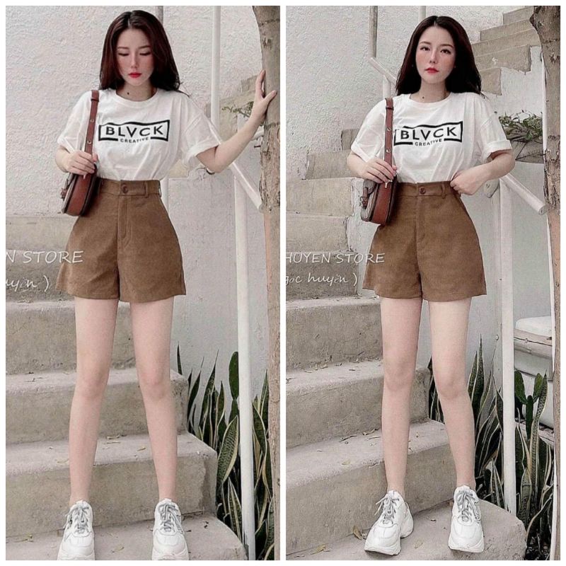 Bộ Áo Phông Mix Quần Sooc Nữ Cao Cấp , Sét Áo Cottong Nữ Kèm Quần Sooc qui