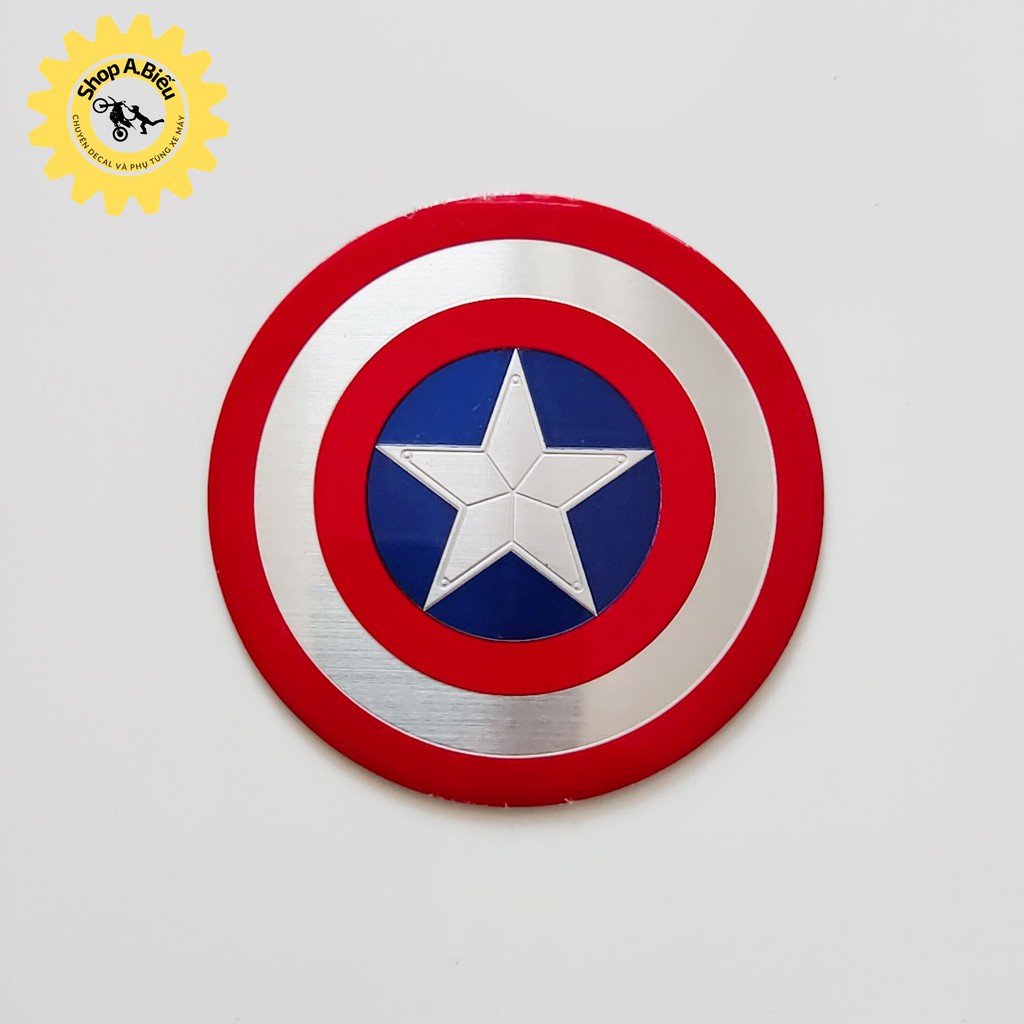 TEM DECAL NHÔM HÌNH KHIÊN CAPTION AMERICA